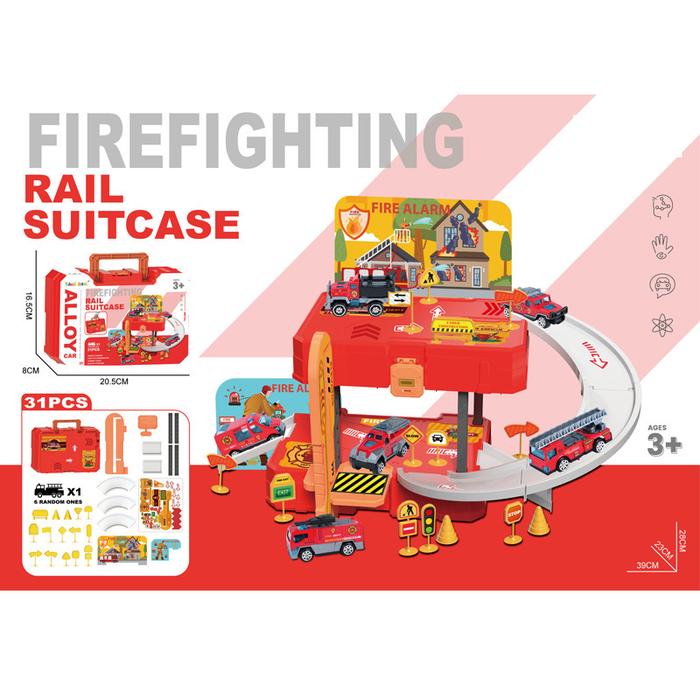 Gambar Mainan Anak Building Parking Diy Play Set mobil kontruksi koper set - Merah Damkar dari Fafacuan undefined Tokopedia