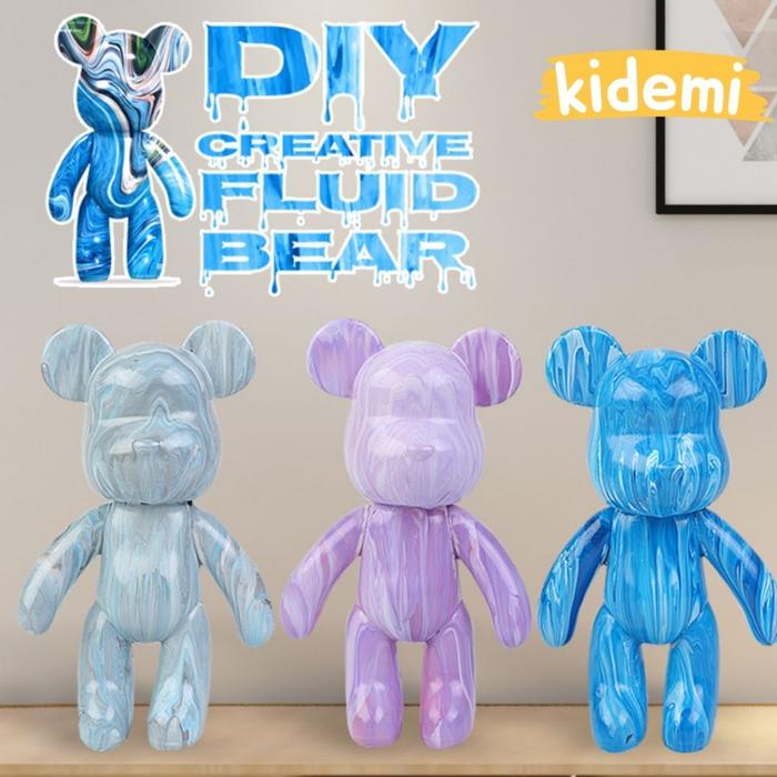Gambar Bearbrick DIY Painting Kit Fluid Paint Set Mainan Anak Edukasi - Merah dari Kidemi undefined Tokopedia