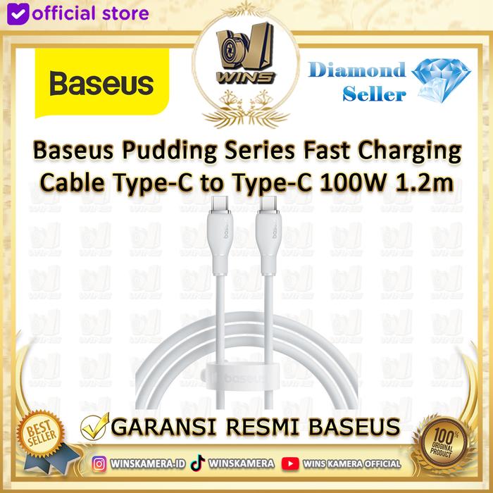 Gambar Baseus Pudding Series Fast Charging Cable Type-C to Type-C 100W 1.2 - Stellar White dari WINS OFFICIAL STORE undefined Tokopedia