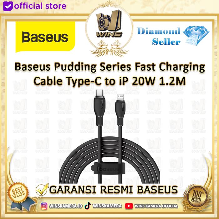 Gambar Baseus Pudding Series Fast Charging Cable Type-C to iP 20W 1.2M - Cluster Black dari WINS OFFICIAL STORE undefined Tokopedia