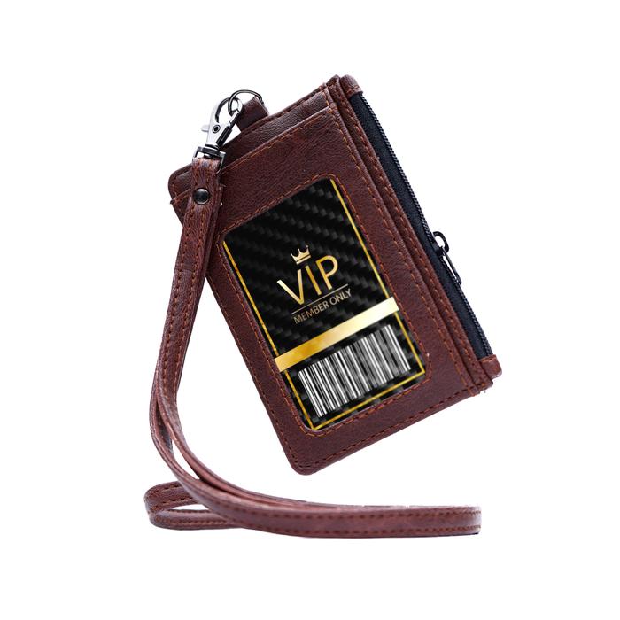 Gambar LANYARD NAME TAG HOLDER DOMPET NAME TAG ID CARD KULIT RESLETING - Cokelat dari VooClothing undefined Tokopedia