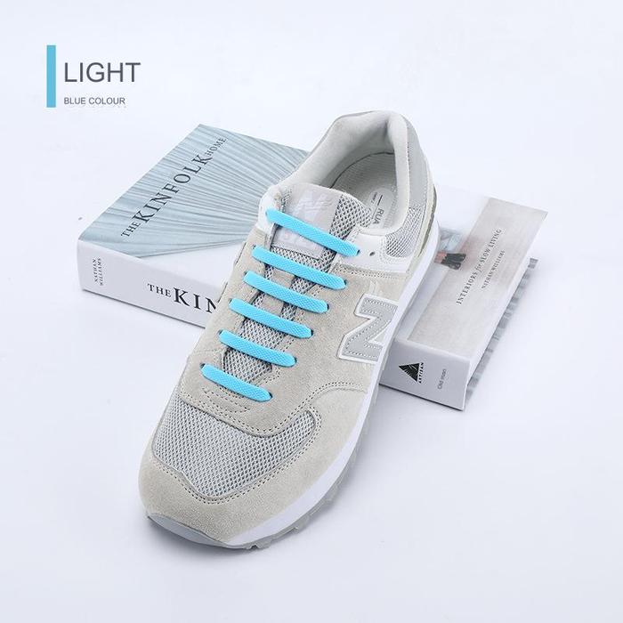 Gambar Premium Tali Sepatu Silikon Karet Elastis Shoe Laces Shoelace Silicone - Biru Muda dari AVICH STORE undefined Tokopedia
