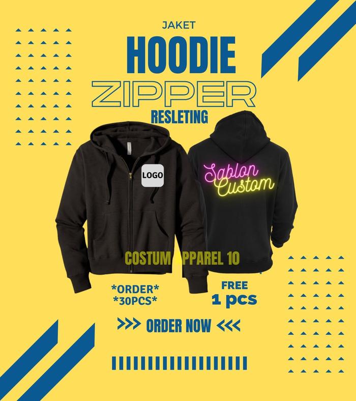 Jaket Hoodie Zipper Sablon Custom Print DTF Satuan Desain Suka Suka L, A4