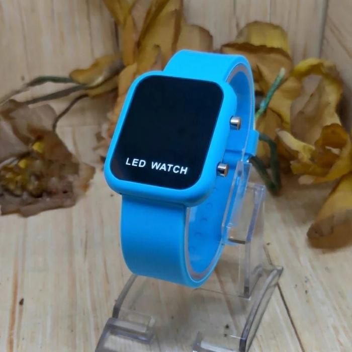 Gambar JAM TANGAN WANITA LED WATCH kekinian Kotak model digital tahan air COD - Biru Muda dari PKU STOREE undefined Tokopedia