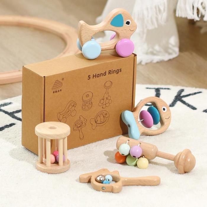 Gambar MALOTOYS - Wooden Rattle Baby Musical Instrument Bells Colorful Gift - GIft Box dari dinalMart undefined Tokopedia