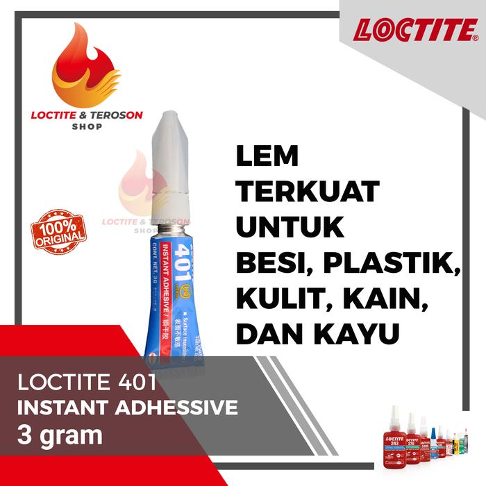 Gambar LEM BESI PLASTIK KAIN KAYU SERBAGUNA LOCTITE 401 20GR KUAT DAN BENING - 3 Gram dari Loctite and Teroson Shop undefined Tokopedia