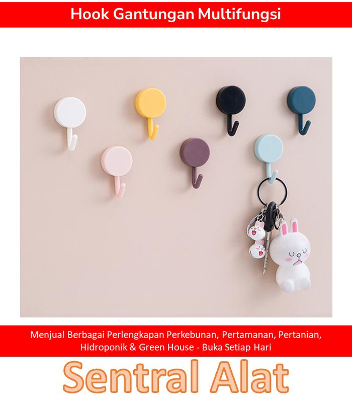 Gambar Hook Kait Gantungan Bulat Tempel Tembok Dinding Wall Stiker Tanpa Paku - Hitam dari Sentral Alat undefined Tokopedia