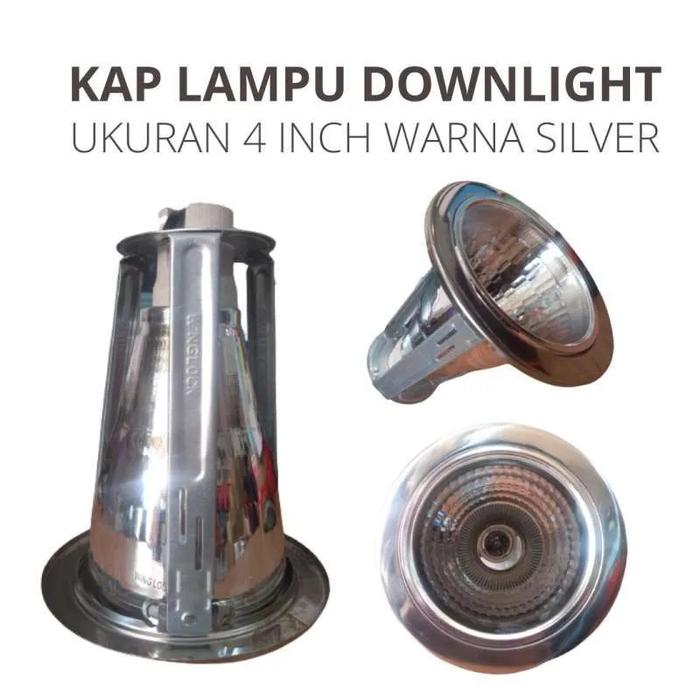 Gambar WINGLOCK DOWNLIGHT DL 4" INCH INBOW E27 KAP LAMPU PLAFON 3 KAKI PUTIH - Silver dari HARIJAYA ONLINE 1 undefined Tokopedia