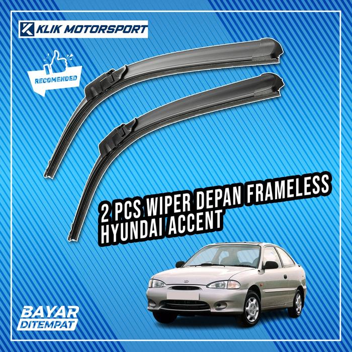 Gambar Wiper Hyundai Accent 1999 - 2005 / Wiper Mobil Frameless - 1 Set Depan - 1994 - 2000 dari KLIK MOTORSPORT undefined Tokopedia