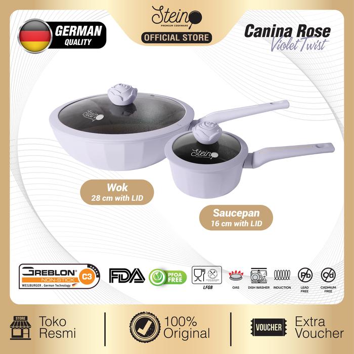 Gambar STEIN Canina Rose Set | 2 in 1 Panci Set | Wok 28cm + Saucepan 16cm Anti-Lengket - Violer Twist dari Steincookware Official Store undefined Tokopedia