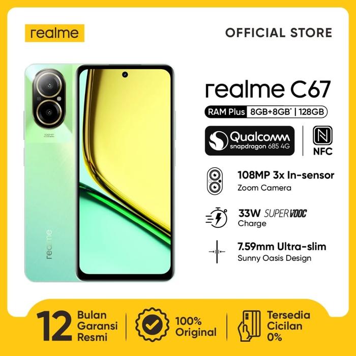 Gambar Realme C67 8+8/256 Nfc Snapdragon 685 New Segel Garansi Resmi - Sunny Oasis, Ram 8+8/128 dari HQQ CELL undefined Tokopedia