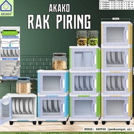 Gambar Akako Rak Piring 1,2,3 Dan 4 Susun Plastik Pintu Transparan Mini Dish dari visiaonlineshop undefined Tokopedia