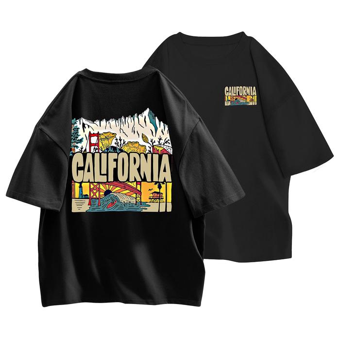 Gambar Three Pigeon T-Shirt CALIFORNIA - 100% COTTON HIGH QUALITY - BLACK, XL dari Three Pigeon Official undefined Tokopedia