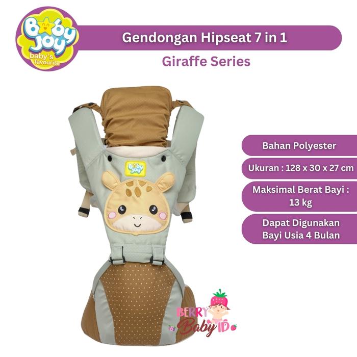 Gambar Baby Joy Gendongan Depan Bayi Hipseat 7in1 Baby Carrier Polyester - Giraffe Green dari Berry Baby Kota Bandung Tokopedia