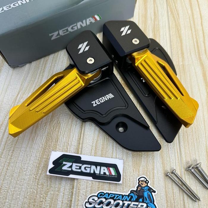 Gambar Pijakan Kaki FootStep Zegna Z-02 Klik Mdl Luigy Vespa Sprint Primavera - BlackGold dari Captain Scooter_NEW undefined Tokopedia