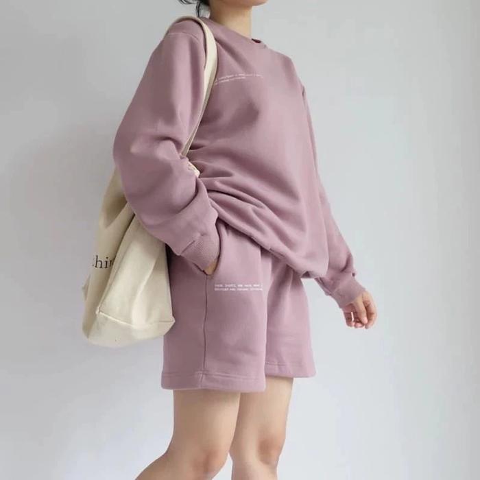 Gambar Morra Oneset Sweater + Celana Pendek Setelan One Set Casual Wanita - Nila, All Size dari F2.Sweater undefined Tokopedia