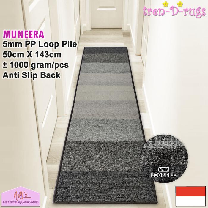 Gambar Tren-D-rugs karpet keset salur garis stripes bulu alas lantai dapur kitchen mat lorong panjang runner koridor anti slip 50x143 NM's - Grey dari NMs Lets dress up your home undefined Tokopedia