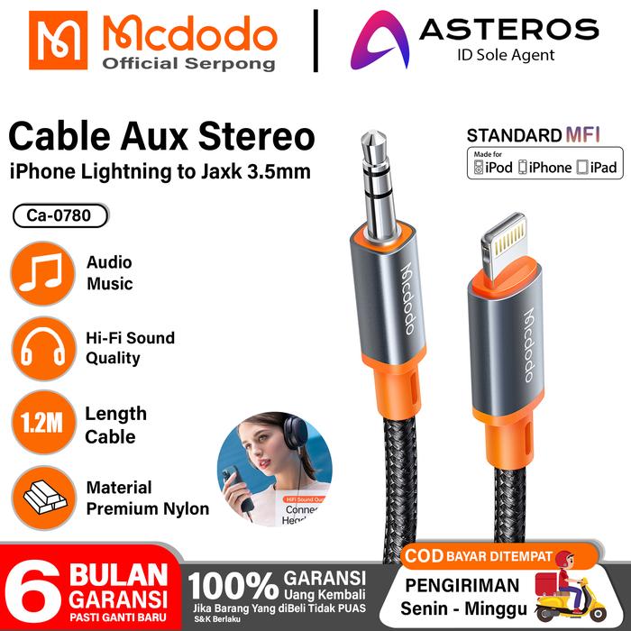 Gambar Kabel Aux Audio USB Type C Lightning To DC 3.5mm Male MCDODO - Lightning dari MCDODO Official Serpong undefined Tokopedia