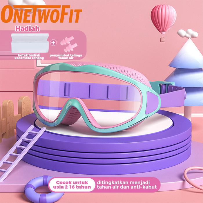 Gambar OneTwoFit Kacamata Renang Anak Colorfull Swimming Goggles Big Frame - makaron dari OneTwoFit Pro undefined Tokopedia