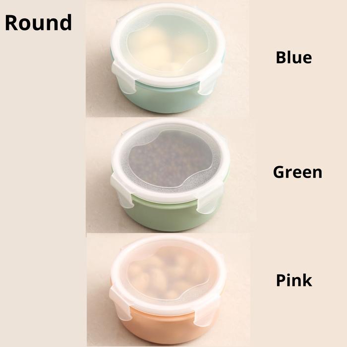 Gambar Lunch Box Tempat Menyimpan Makanan Kotak Bekal Mini Food Storage - Round, Blue dari SUPREME GROSIR undefined Tokopedia