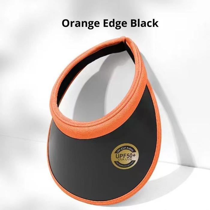 Gambar Topi Bando Visor Anti UV Style Korea Golf Hat Summer Sun - OrangeEdgeBlack dari SUPREME GROSIR undefined Tokopedia