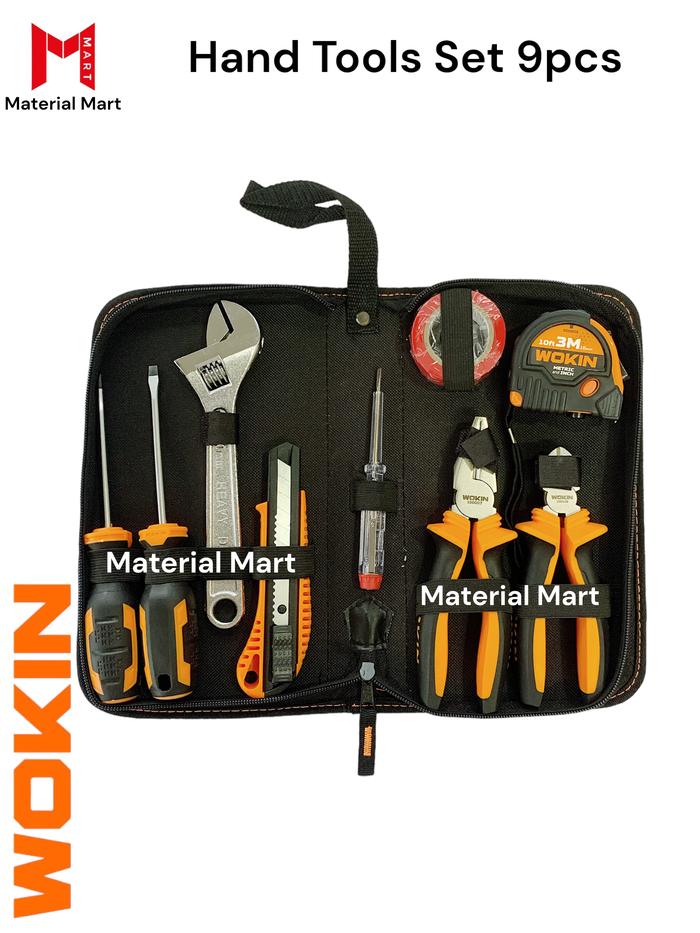 Gambar Hand Tools Set Wokin 9 Pcs|Alat Perkakas Set Obeng Tang Meteran Cutter dari Material Mart Indonesia undefined Tokopedia
