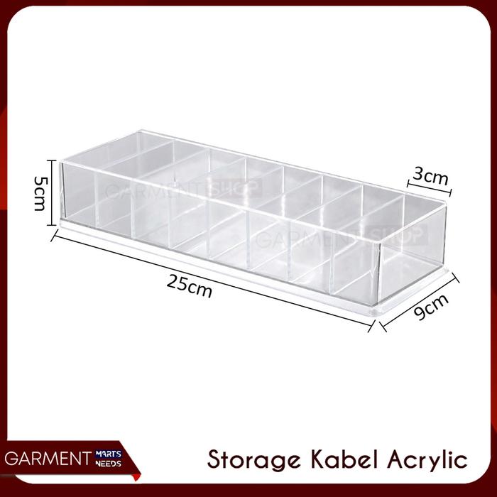 Gambar Kotak Penyimpanan Kabel Charger Data USB Akrilik Storage Box - TANPA TUTUP, NO BUBBLE dari GarmentMarts undefined Tokopedia