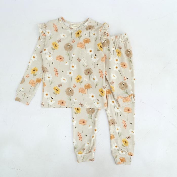 Gambar Harlowday Tencel Frill Printed Pajamas Anak / Setelan Panjang / Pakaian Tidur - PressesFlwrEcru, M dari Klikbabylove undefined Tokopedia