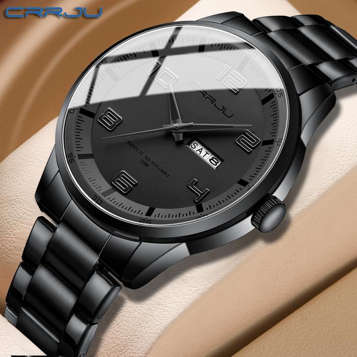 Gambar CRRJU Jam Tangan Pria Anti Air Original Bercahaya Kalender Jam Tangan Cowok 5005 - Hitam dari CRRJU Watch Store undefined Tokopedia
