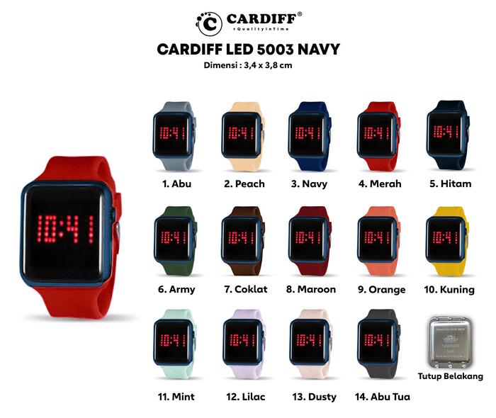 Gambar CARDIFF Jam Tangan LED Karet 5003 | Pria Wanita | Tahan Air | 3ATM - Navy, Mint dari CARDIFF. undefined Tokopedia