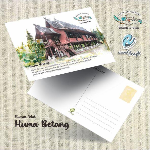 Gambar Kartu pos l Post Card l Kartupos - Seri Rumah Adat - Huma Betang dari Ernol Sembilan undefined Tokopedia