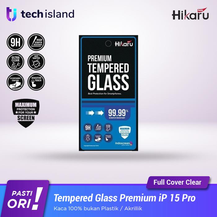 Gambar New Hikaru Tempered Glass iPhone 15 / Pro / ProMax Clear Anti Spy - 15ProClearFull dari Tech Island undefined Tokopedia