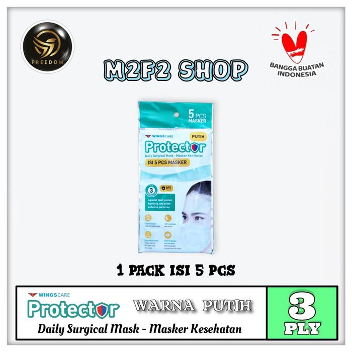 Gambar Masker Muka Protector Surgical By WingsCare 3 Ply - 5 Pcs (Harga Pack) - Putih dari M2F2 Shop - Paseban undefined Tokopedia