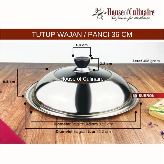 Gambar Tutup Panci Wajan 36 cm 39 cm 40 cm Multifungsi Stainless Kaca Kuali - 36 cm dari houseofculinaire undefined Tokopedia