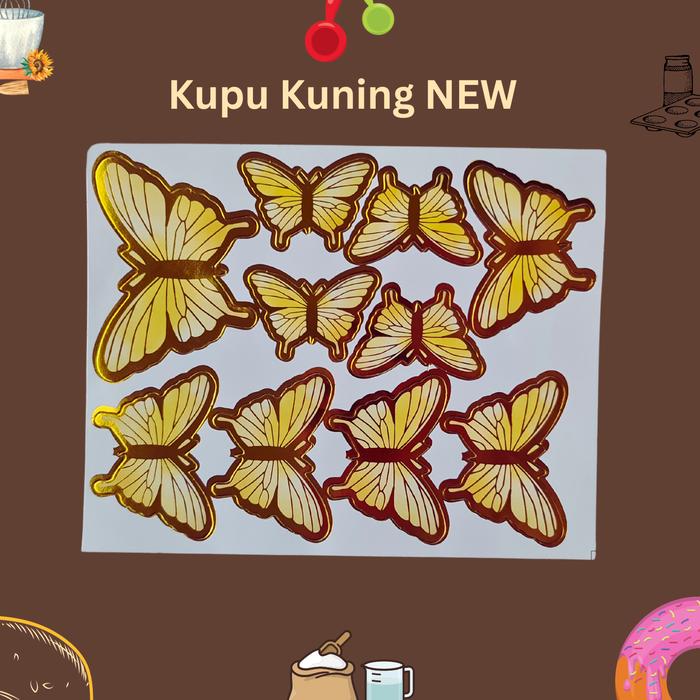 Gambar cake topper kupu kupu isi 10 - Kuning NEW dari Baking's Buddy undefined Tokopedia