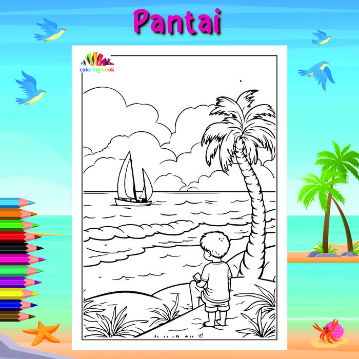 Gambar KERTAS MEWARNAI / COLORING / KERTAS GAMBAR / PANTAI A - PANTAI1, A5 dari ATOMYOFC undefined Tokopedia