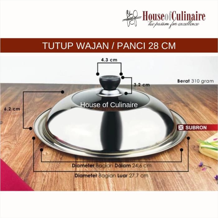 Gambar Tutup Panci Wajan 28 30 32 34 cm Multifungsi Stainless  Kaca  Kuali - 28 cm dari houseofculinaire undefined Tokopedia