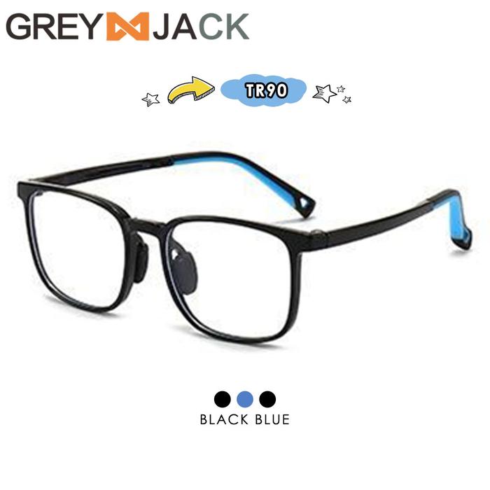 Gambar Grey Jack Kacamata ANAK Anti radiasi blueray TR90 Kotak Unisex  2288 - c1black blue dari Grey Jack Eyewear undefined Tokopedia