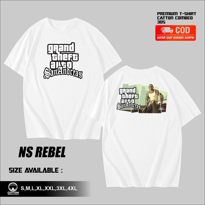 Gambar Kaos Baju GTA Grand Theft Auto San Andreas - Putih, S dari Ns Rebel undefined Tokopedia