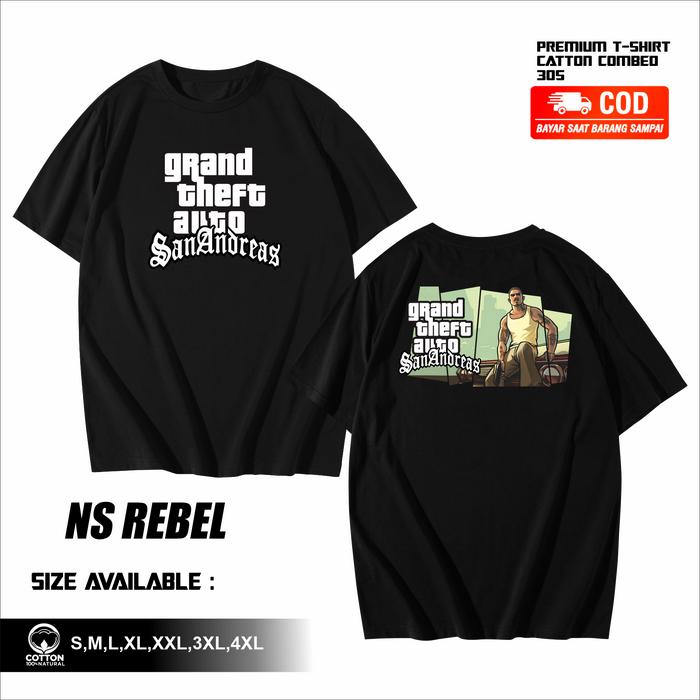 Gambar Kaos Baju GTA Grand Theft Auto San Andreas - Hitam, S dari Ns Rebel undefined Tokopedia