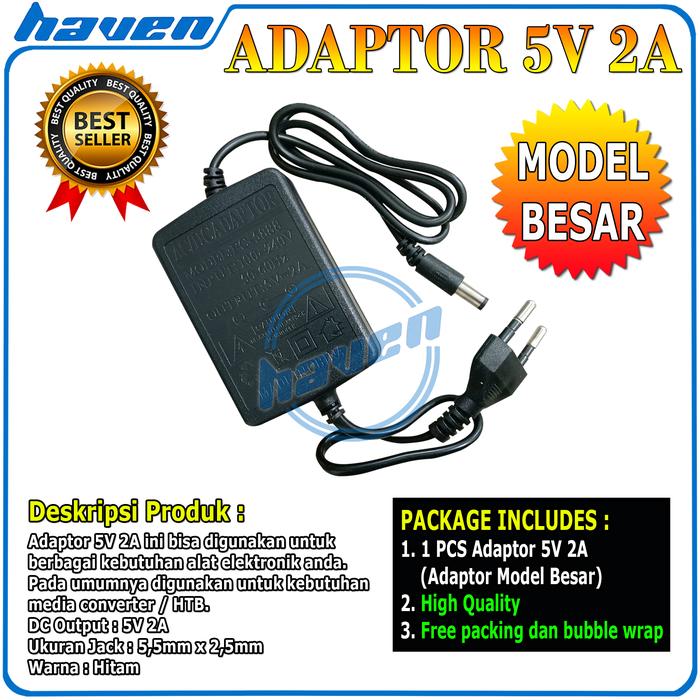 Promo Adaptor 5V 2A Jack 5.5mm x 2.5mm Adapter HTB Netlink Media ...