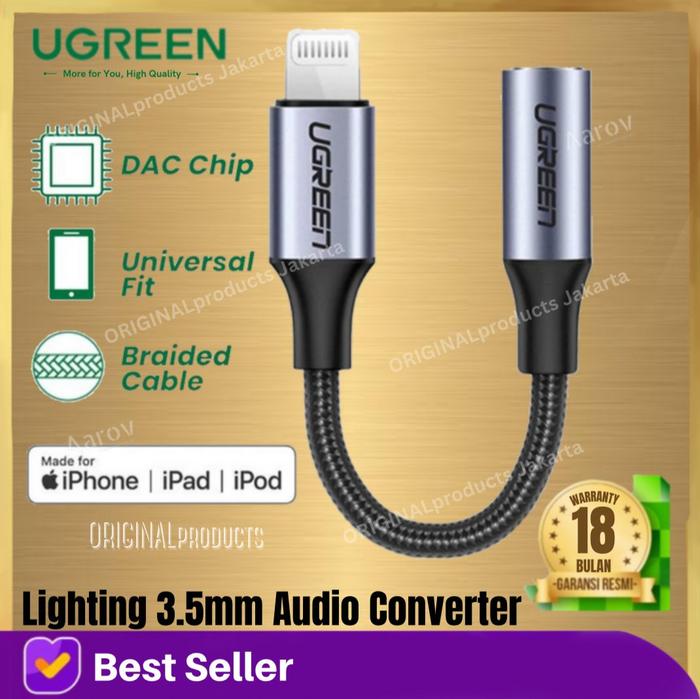 Gambar Ugreen Lightning 3.5mm audio adapter connector MFI Earphone iPhone aux - 30756 dari ORIGINALproducts JAKARTA undefined Tokopedia