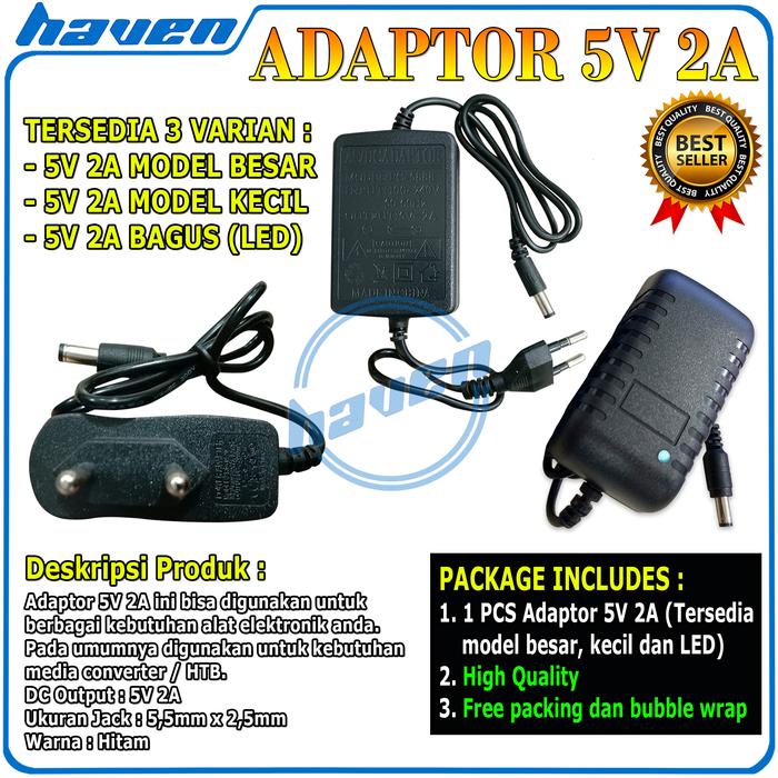 Gambar Adaptor 5V 2A Jack 5.5mm x 2.5mm Adapter HTB Netlink Media Converter dari CCTV HAVEN undefined Tokopedia