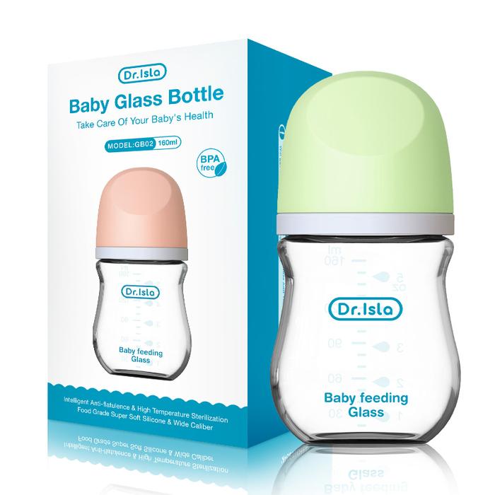 Gambar Dr.isla GB01 Botol Susu Bayi Anti Jatuh Bahan PP Tahan Panas Tinggi Dot Terbaru Desain Aliran Lambat Anti Tersedak Silikon Food Grade Aman BPA Free Mudah Dibersihkan untuk Bayi Baru Lahir atau Bayi Perut Sensitif - Green 160ml dari Dr.Isla undefined Tokopedia