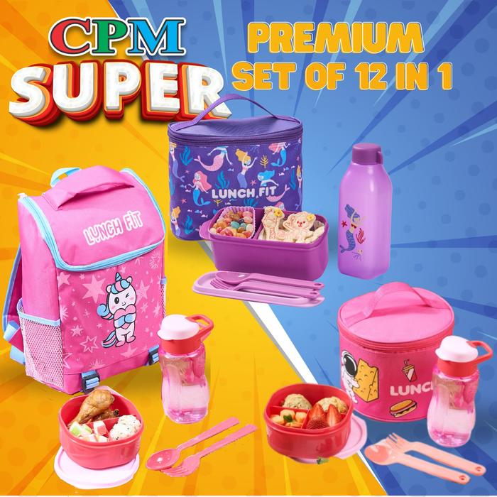 Gambar Premium lunch bag  12 in 1/CPM/kotak bekal set - Pink dari CPM Shop_NEW undefined Tokopedia
