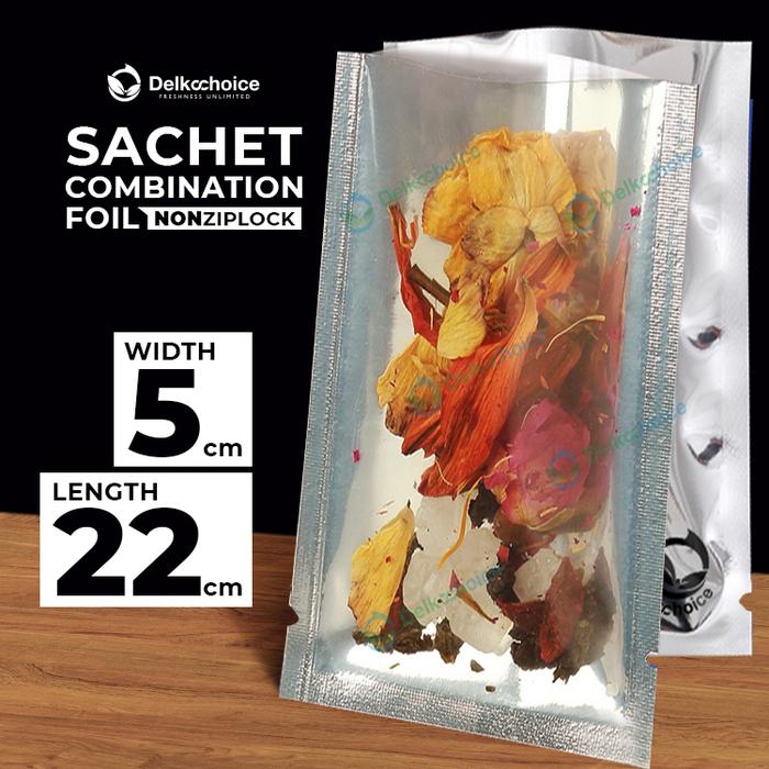 Gambar PLASTIK SACHET TRANSMETZ NON ZIPLOCK KEMASAN SASET KOMBINASI ALUMUNIUM - 5x22cm dari Sultan Packing undefined Tokopedia