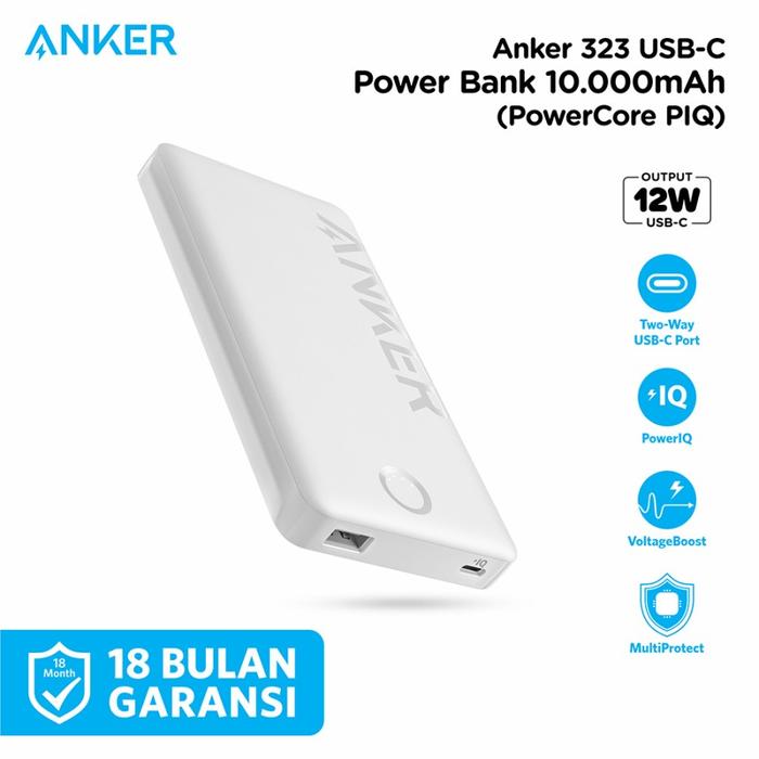 Gambar PowerBank Anker 323 Usb C 10K - A1334 - Putih dari Anker Official Bangka Belitung undefined Tokopedia