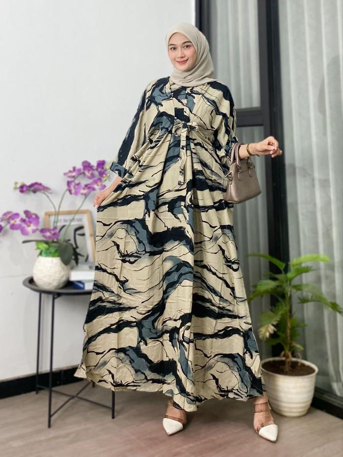 Gambar Daster Arab Kaftan Super Jumbo Lengan Panjang Batik Cap Resleting Dada - ABU, all size dari Kafia Fashion undefined Tokopedia