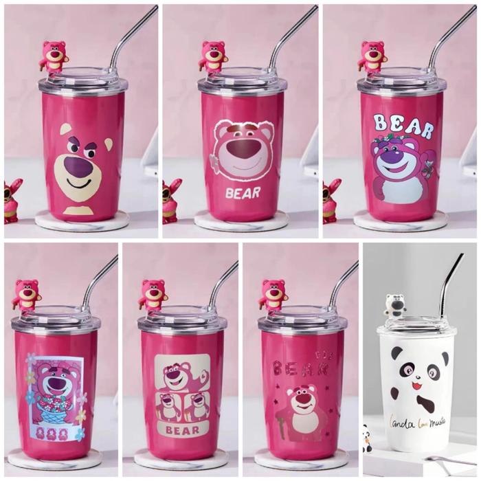 Gambar Tumbler Lotso Botol Dengan Sedotan / Botol Lucu Strawberry Bear Termos - Botol2321Random dari Mrlion undefined Tokopedia