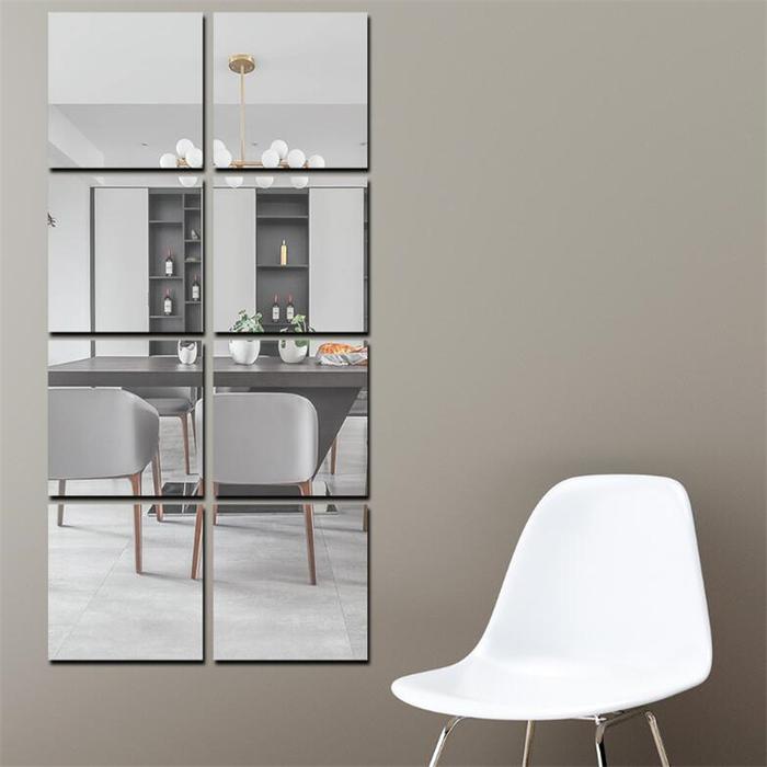 Gambar Cermin Kaca Wall Sticker Dekorasi Dinding 3D Model Square Mirror 9 PCS - Silver dari MOYOLA STORE undefined Tokopedia